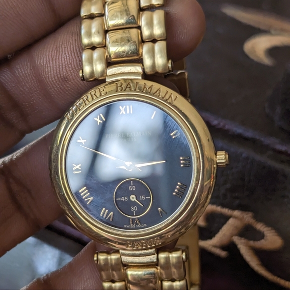 2PCS‼️💥SAPPHIRE💎💯PIERRE BALMAIN SAPPHIRE CRYSTAL SS/WR WATCH WITH CUFF LINKS - Picture 6 of 12